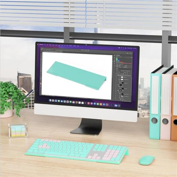 Ergonomic acrylic keyboard stand green computer desk riser typing wrist support - Picture 2 of 7